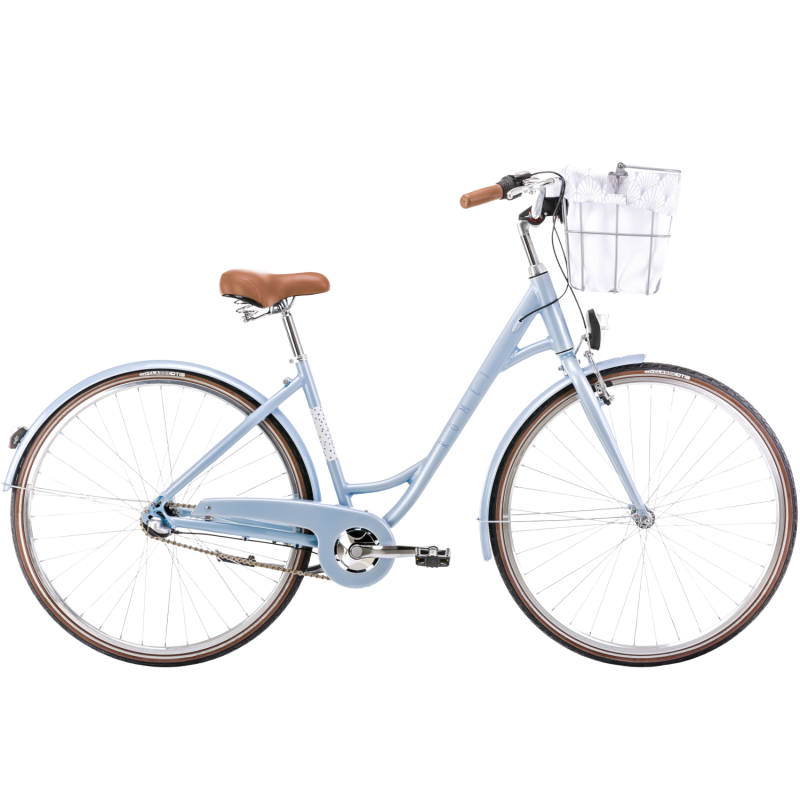 Velosipēds ROMET Pop Art Eco, ar priekšējo grozu, gaiši zils (M)